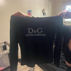 Authentic Vintage Dolce & Gabbana Black Top with Red Logo